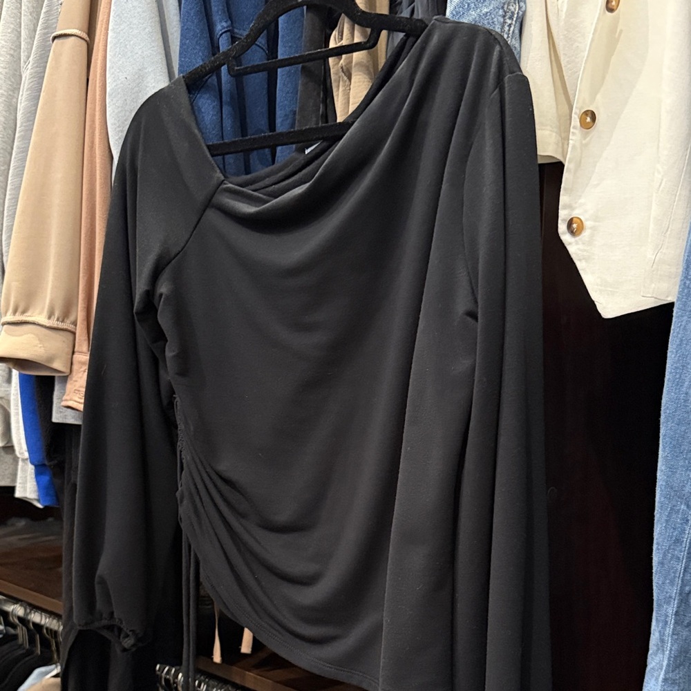 Project social T size large off the shoulder Long Sleeve Top with cute side tie